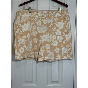 NWT Jach’s Girlfriend XXL Floral Shorts tan White Summer Casual Resort Cotton